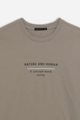T-SHIRT GIROCOLLO STAMPATA MANICA LUNGA TORTORA